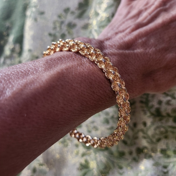 Gold Plate Textured Bangle - Picture 3 of 3